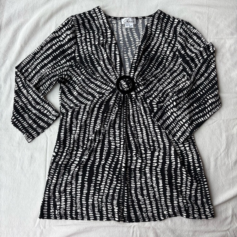 Chaus Monochrome Abstract Print Top
